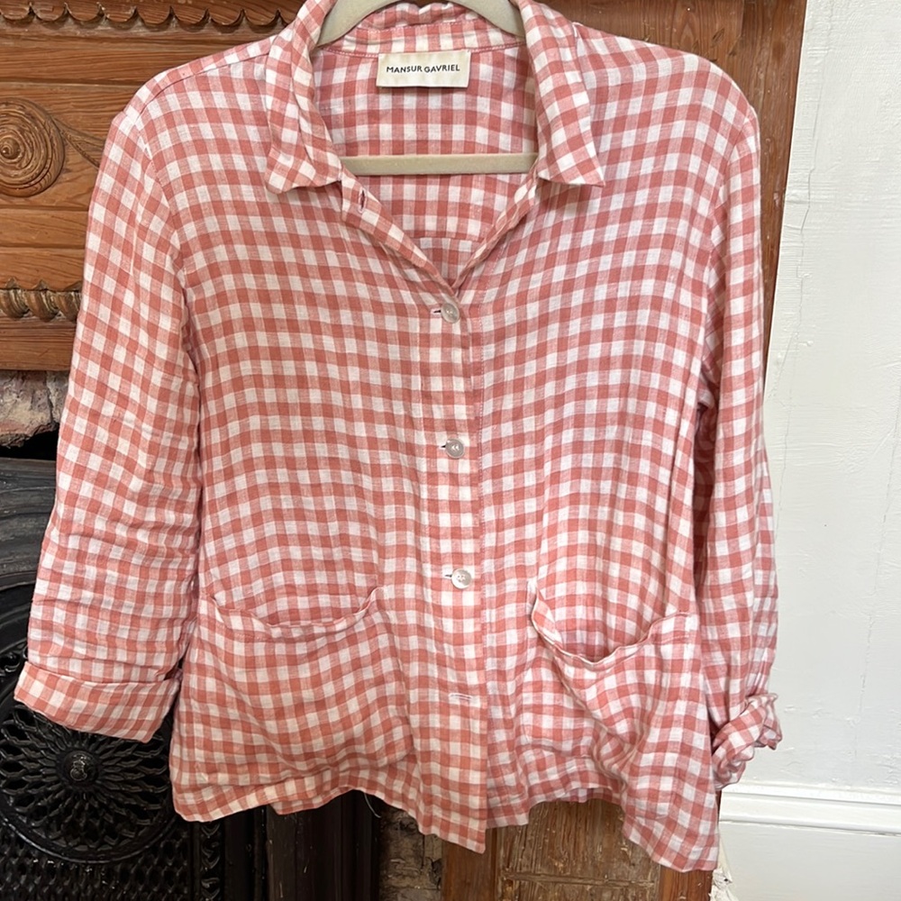 Manage Gavriel Linen Checkered Button Down